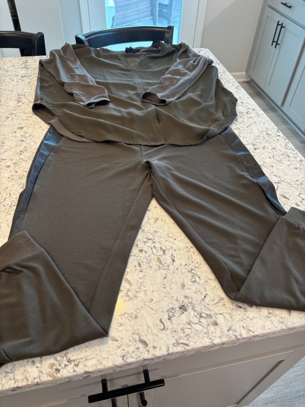 Lysee Women's Olive Green Ponte Jogger Pants & Top Set XL